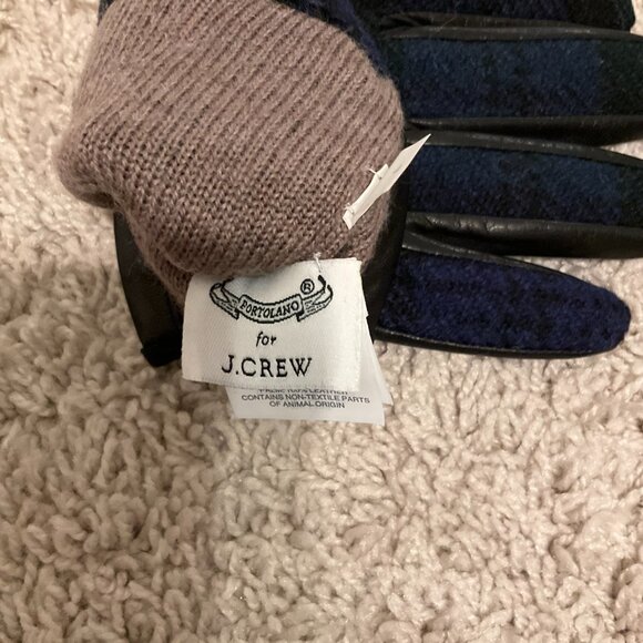 j.crew Leather gloves with Black Watch. size: L. color: black WATCH. item # F879 - Picture 5 of 7